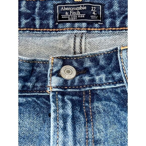 Abercrombie & Fitch Cut Off Frayed Hem Embroirdered Denim Annie Shorts Size 4 #1 - Picture 4 of 7